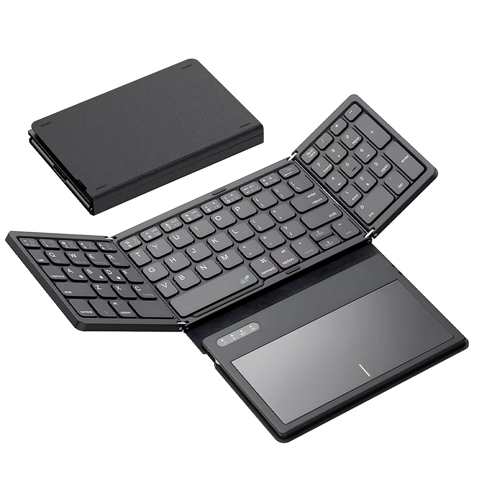 Quad-Fold Bluetooth Keyboard with Touchpad – Universal Compatibility